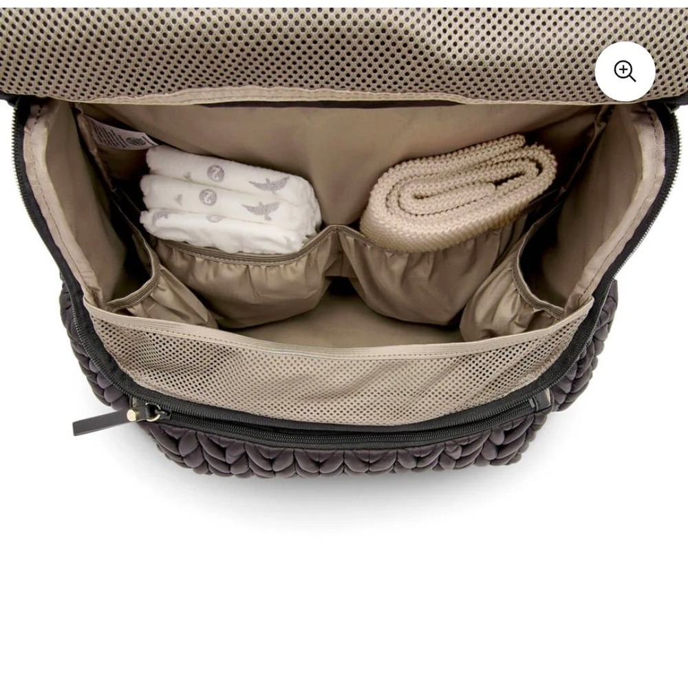 HAPP Levy Backpack Black Quilted Nylon Diaper Bag with Changing Pad - Picture 4 of 8